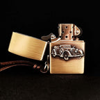 Vintage Car Brass Lighter - Windproof Refillable Pocket Lighter for Men