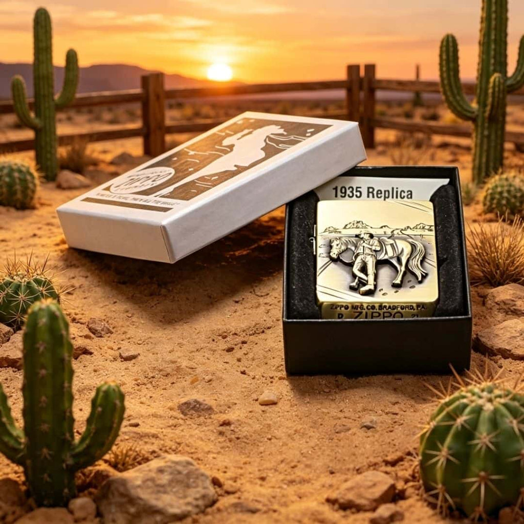 Custom Western Cowboy Brass Lighter