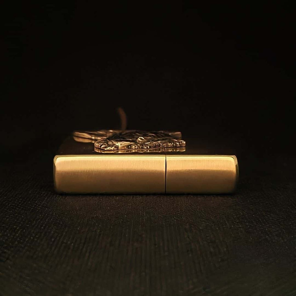 Fierce Tiger Brass Lighter - Windproof Refillable Pocket Lighter for Men