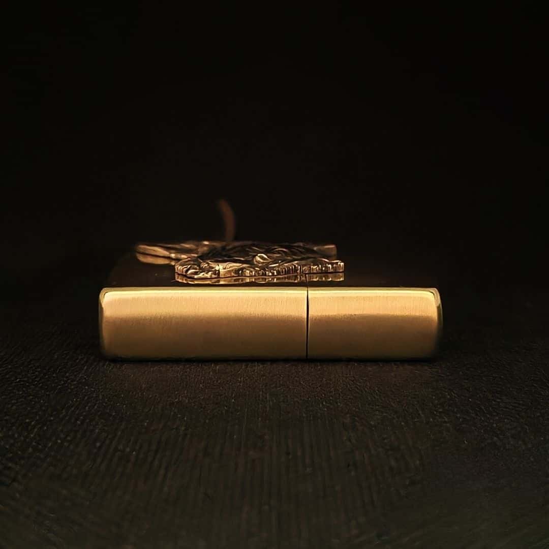 Fierce Tiger Brass Lighter - Windproof Refillable Pocket Lighter for Men