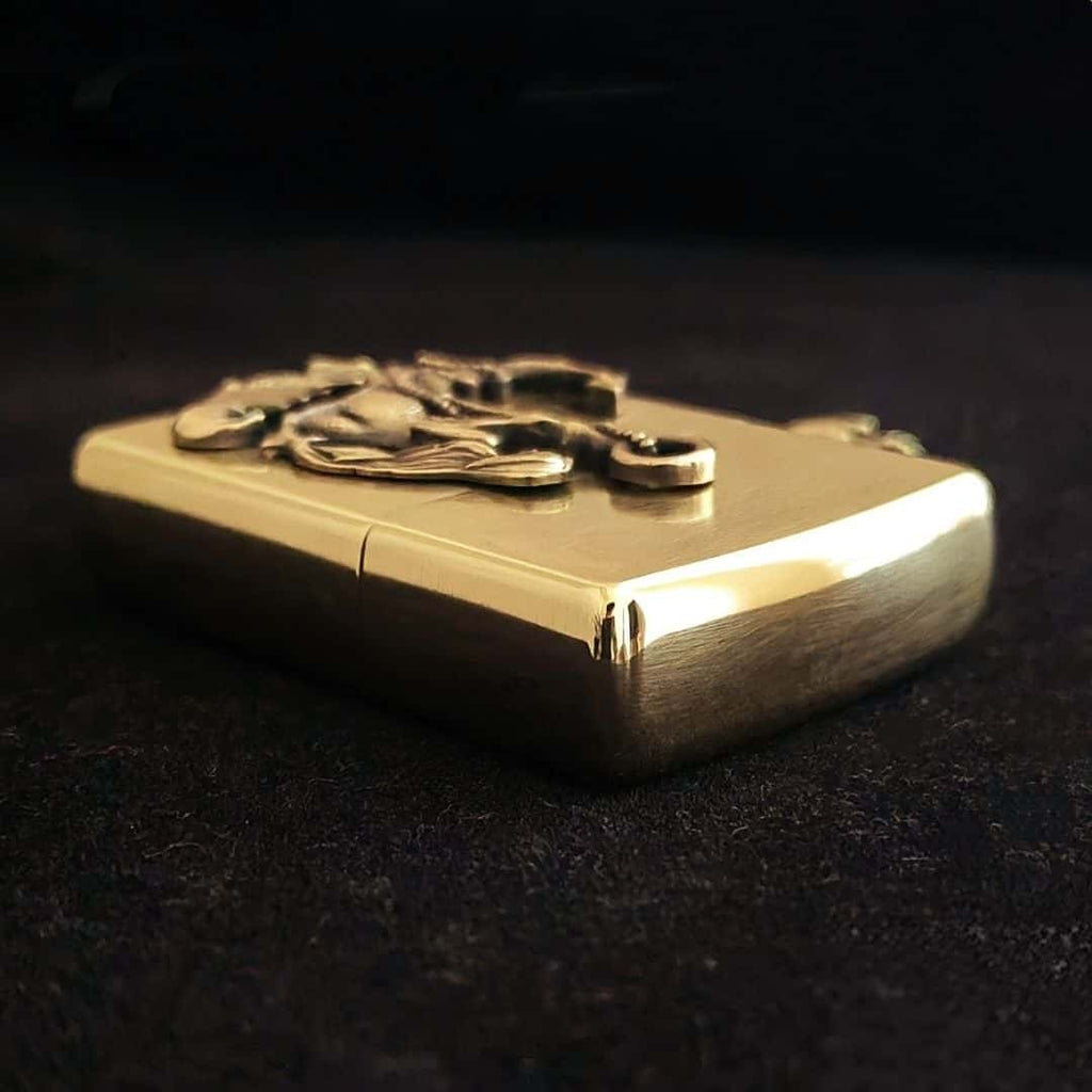 Mermaid Beauty Brass Lighter - Windproof Refillable Pocket Lighter for Men