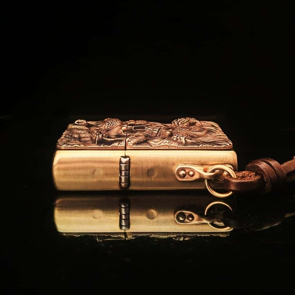 Custom Serpent Skull Brass Lighter