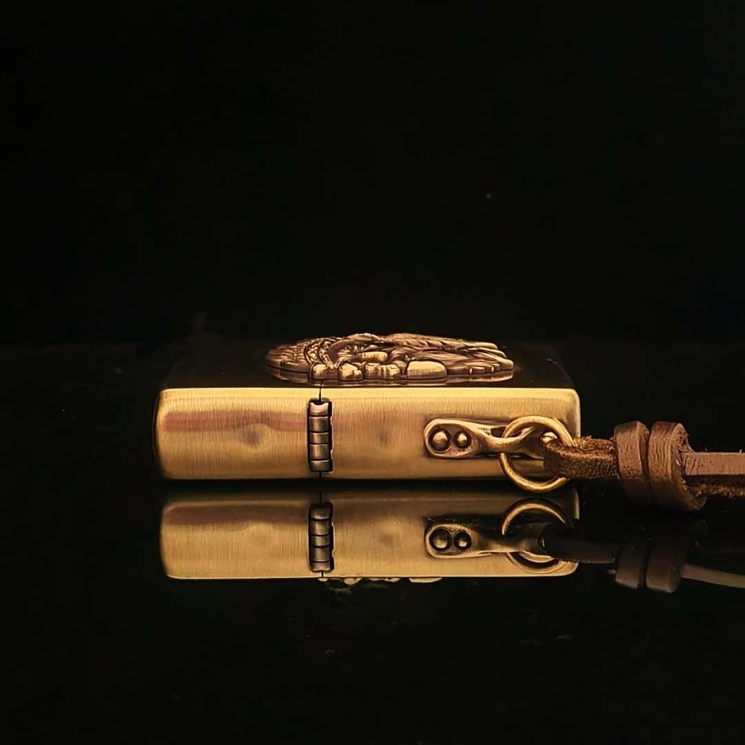 Custom Native Warrior Brass Lighter