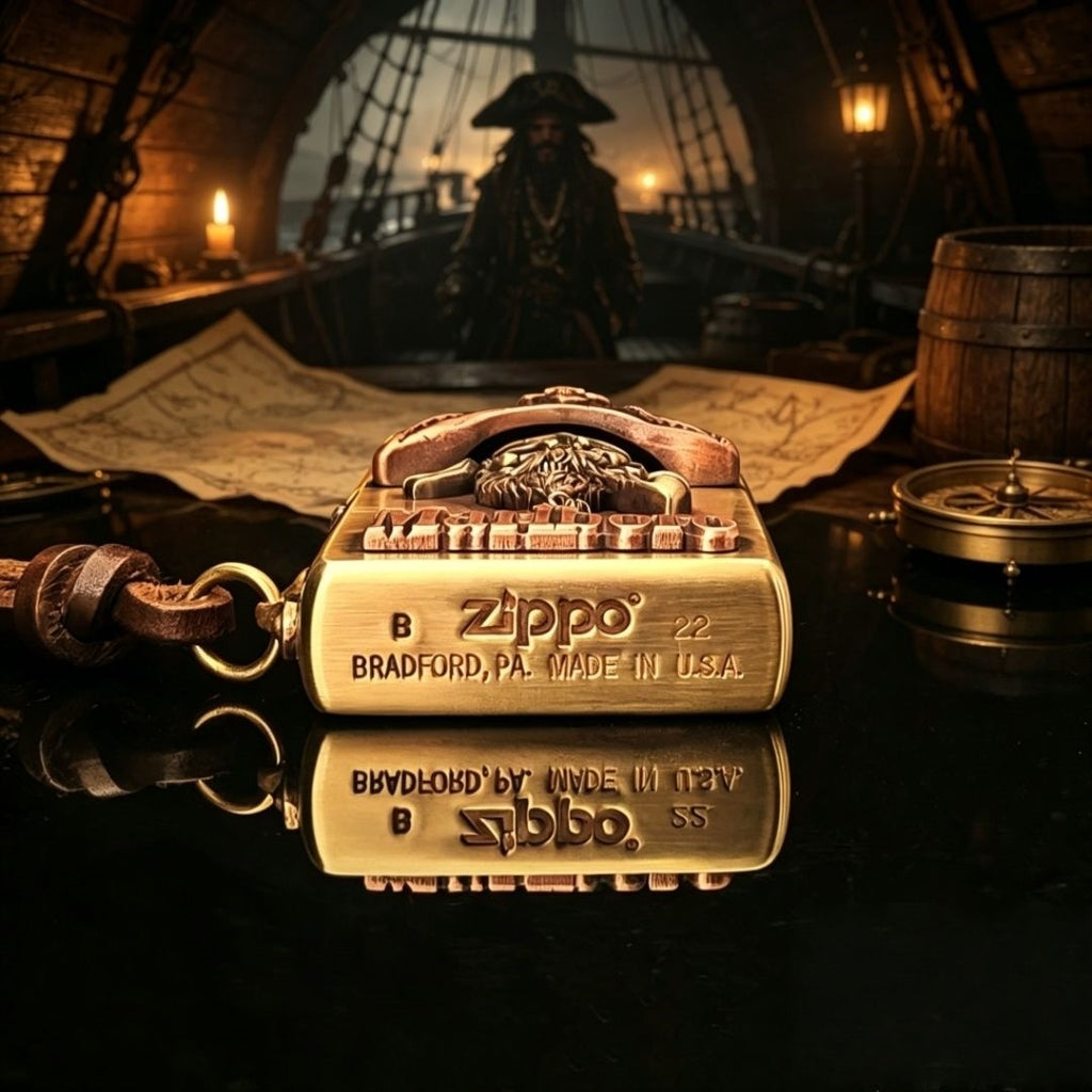 Vintage Pirate Skull Brass EDC Lighter