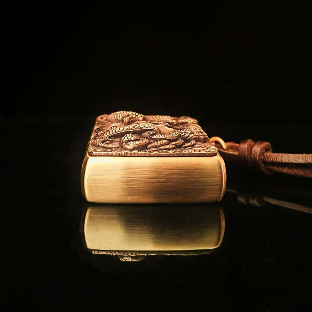 Custom Serpent Skull Brass Lighter