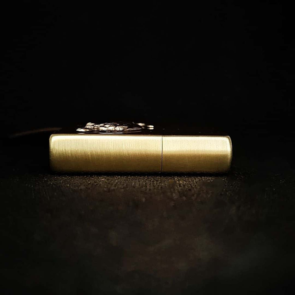 Descending Tiger Brass Lighter - Windproof Refillable Pocket Lighter for Men