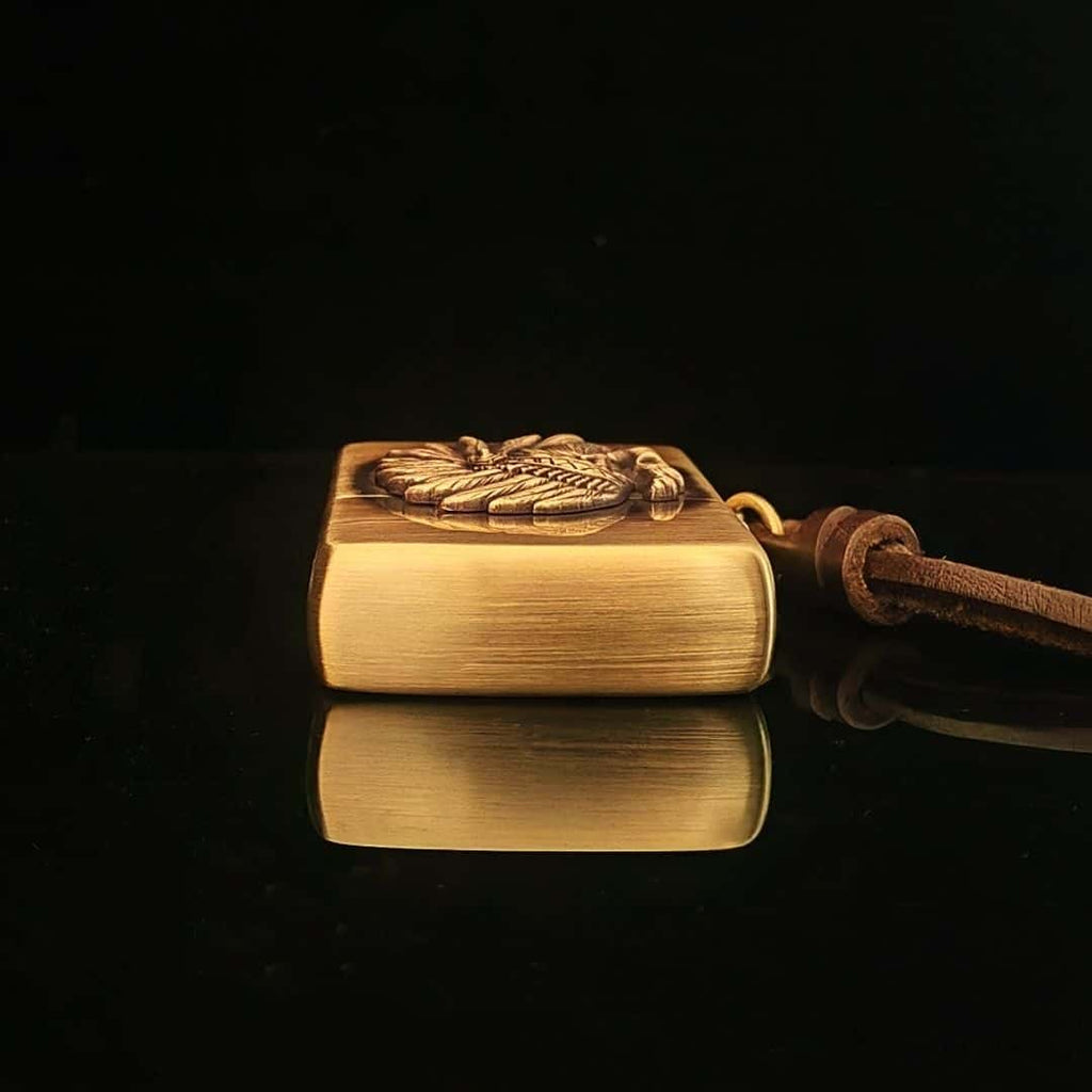 Custom Native Warrior Brass Lighter
