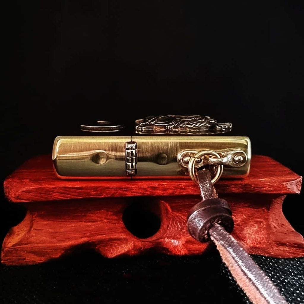 Owl Brass Lighter - Windproof Refillable Pocket Lighter for Men