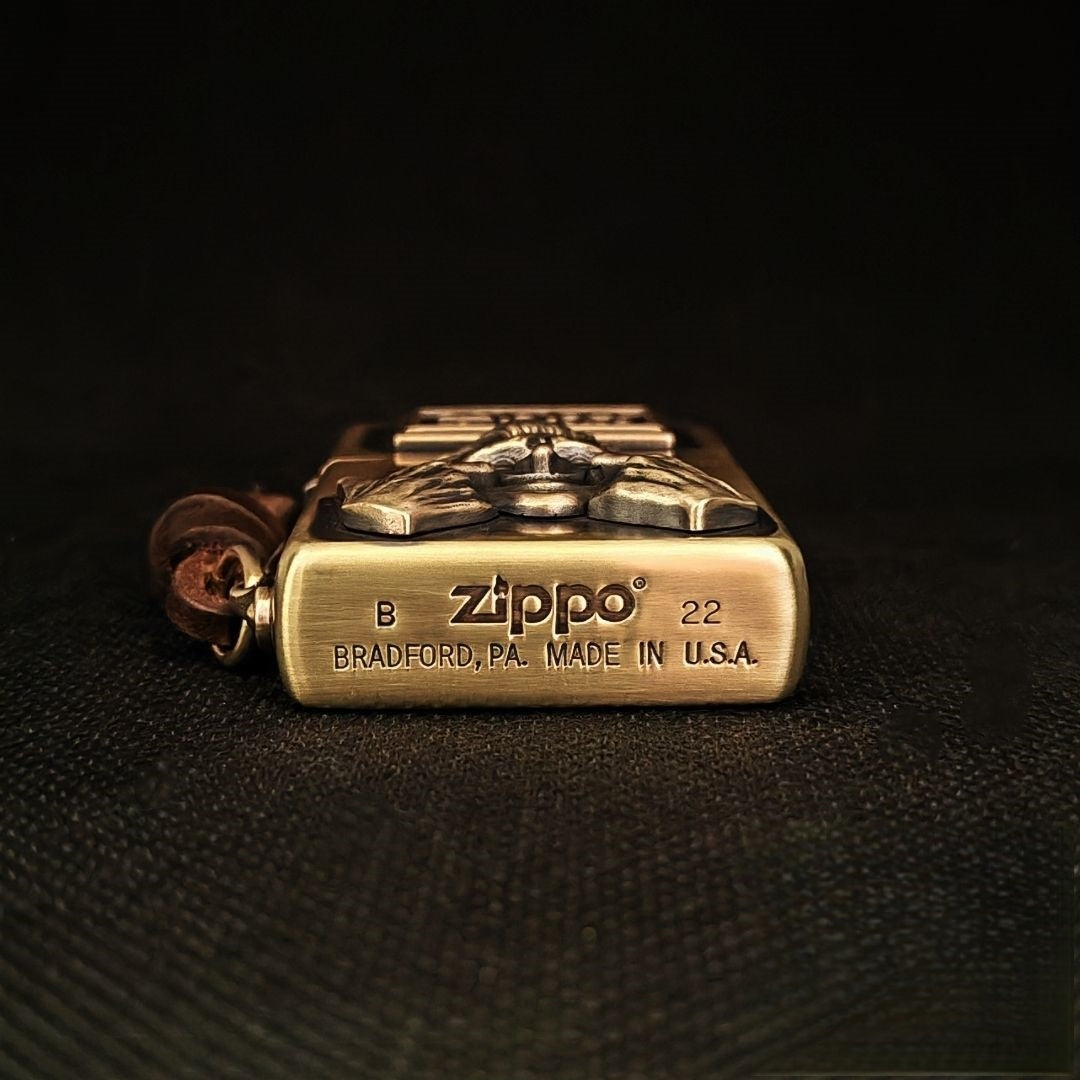 Handcrafted Brass Relief Windproof Lighter Based on an Authentic Zippo
