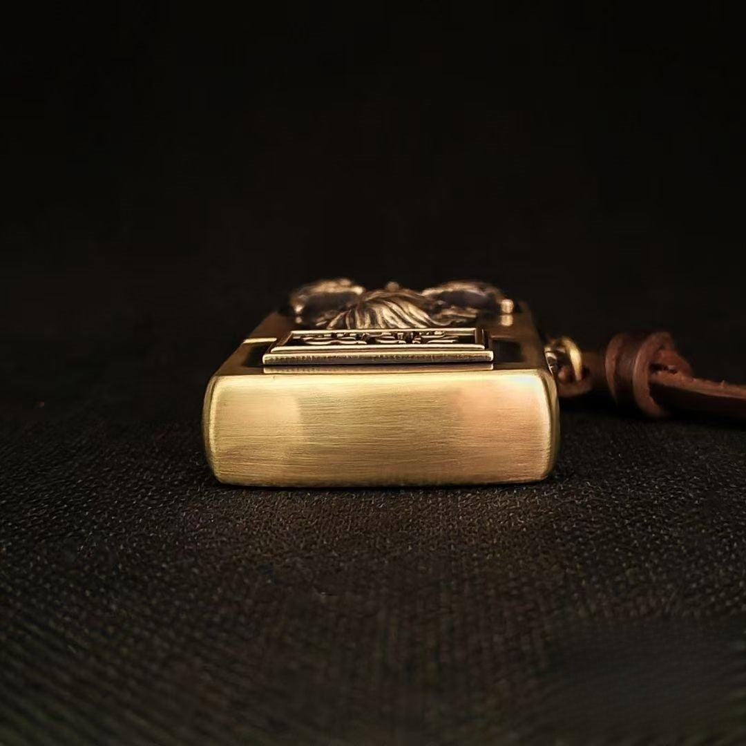 Handcrafted Brass Relief Windproof Lighter Based on an Authentic Zippo