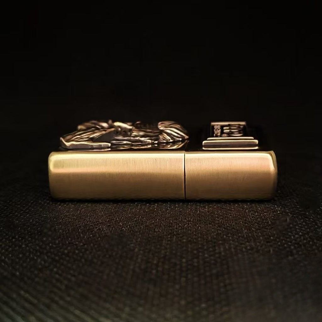 Handcrafted Brass Relief Windproof Lighter Based on an Authentic Zippo