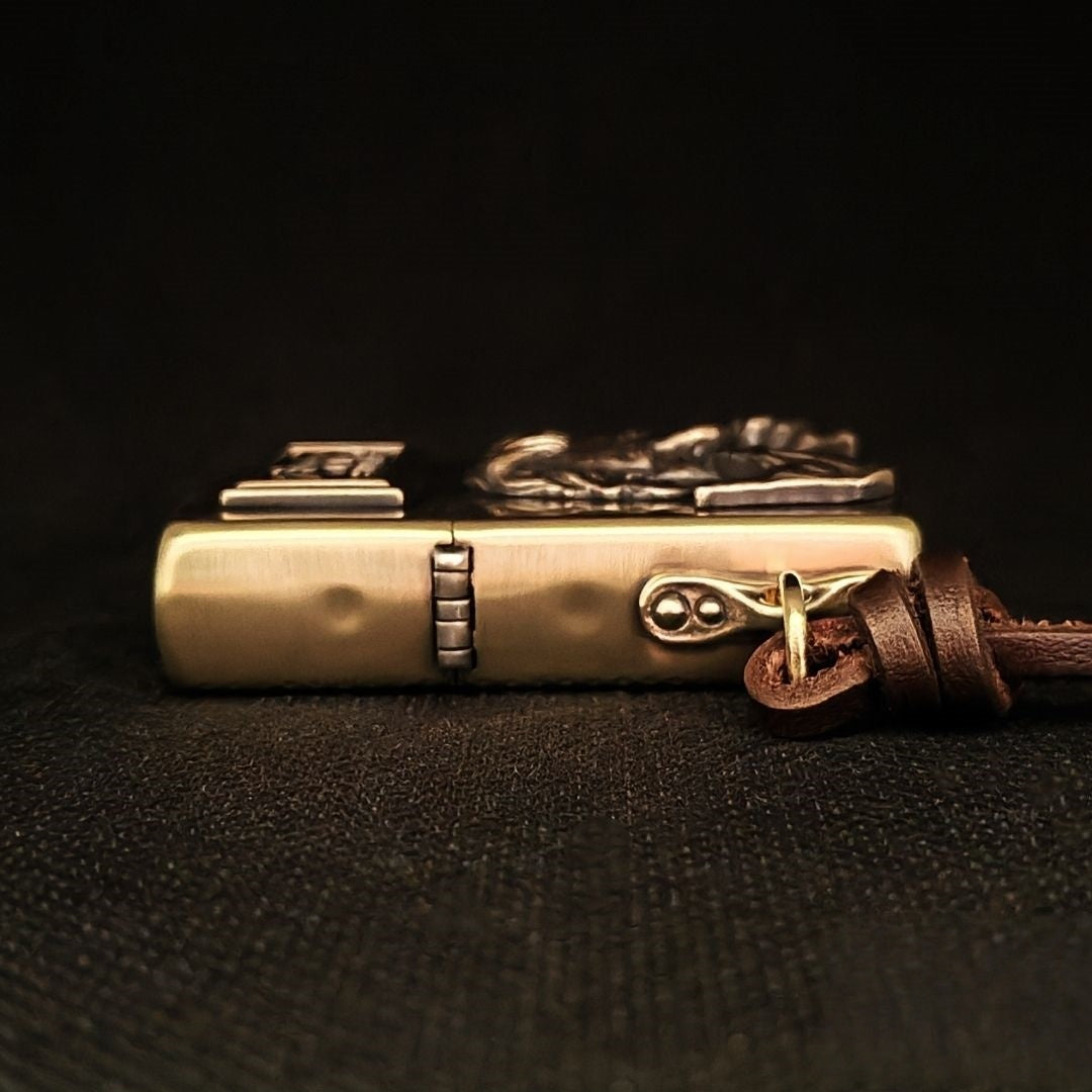 Handcrafted Brass Relief Windproof Lighter Based on an Authentic Zippo