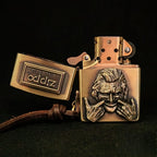 Handcrafted Brass Relief Windproof Lighter Based on an Authentic Zippo
