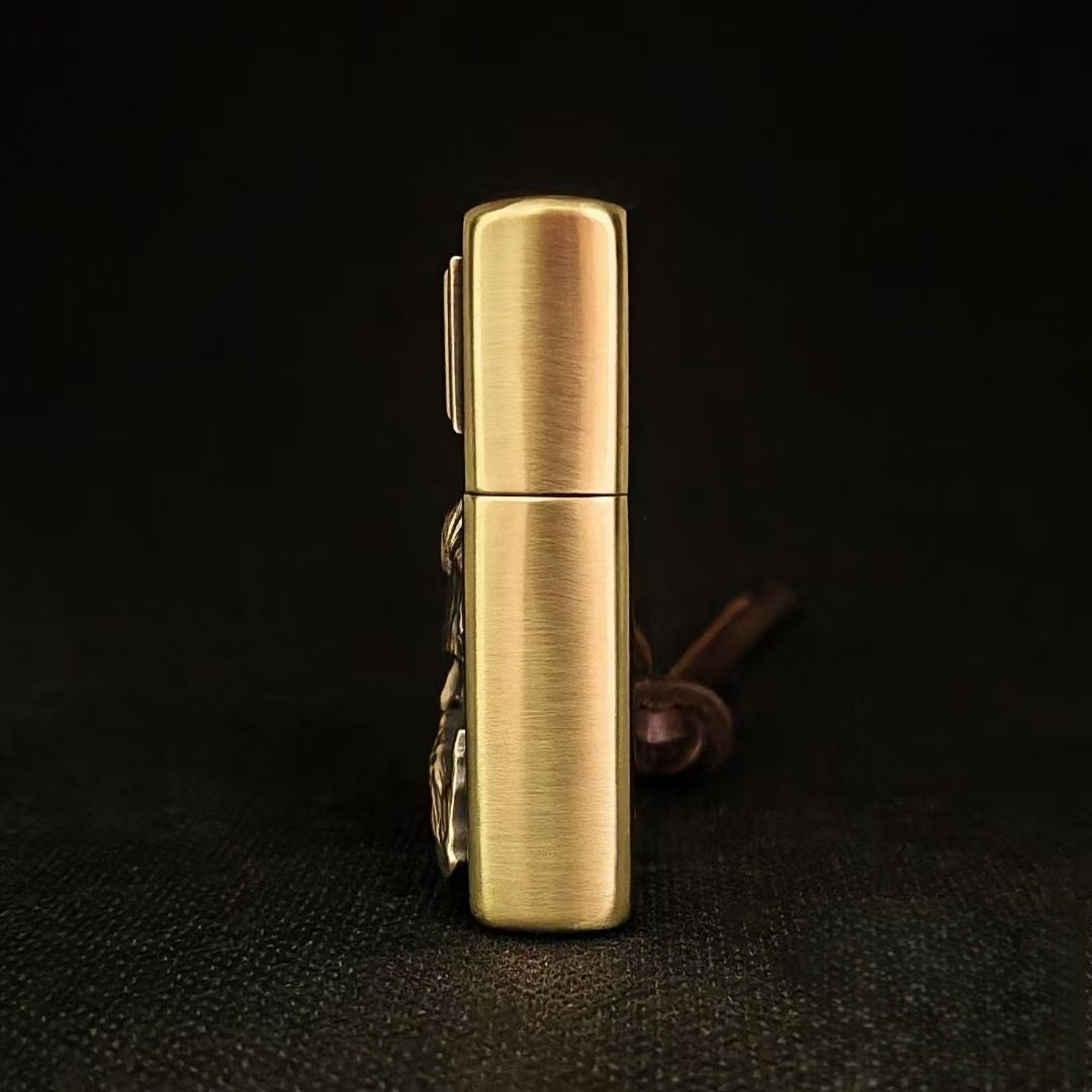 Handcrafted Brass Relief Windproof Lighter Based on an Authentic Zippo
