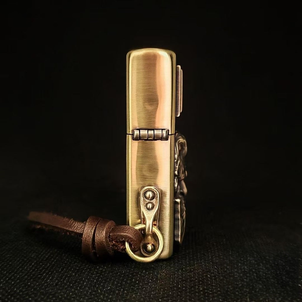 Handcrafted Brass Relief Windproof Lighter Based on an Authentic Zippo
