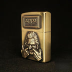 Handcrafted Brass Relief Windproof Lighter Based on an Authentic Zippo