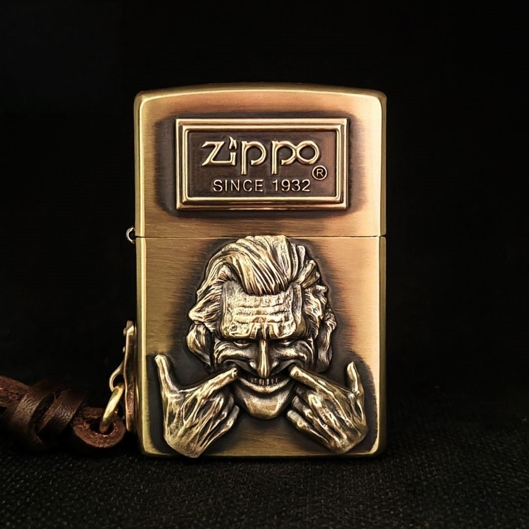 Handcrafted Brass Relief Windproof Lighter Based on an Authentic Zippo