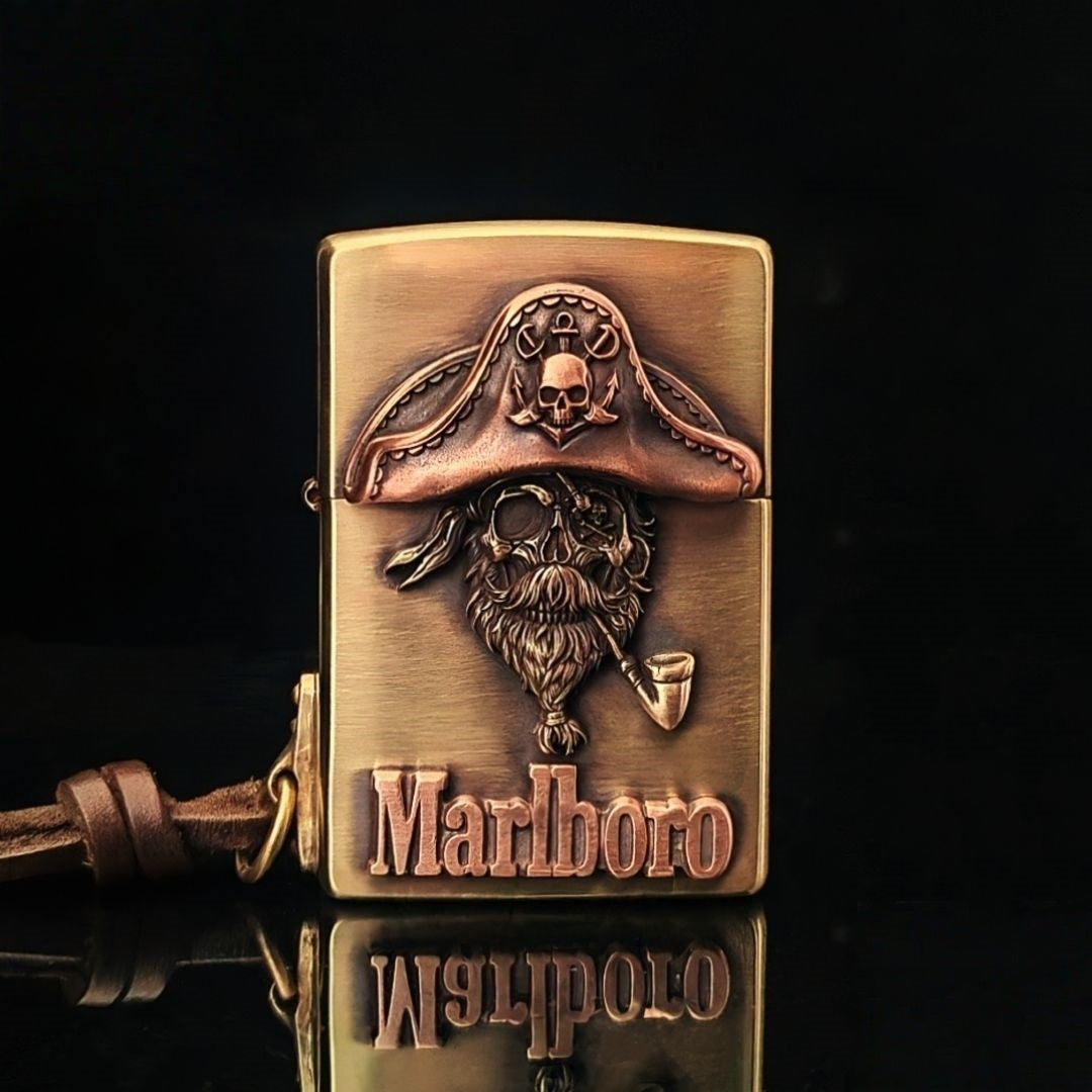 Vintage Pirate Skull Brass EDC Lighter