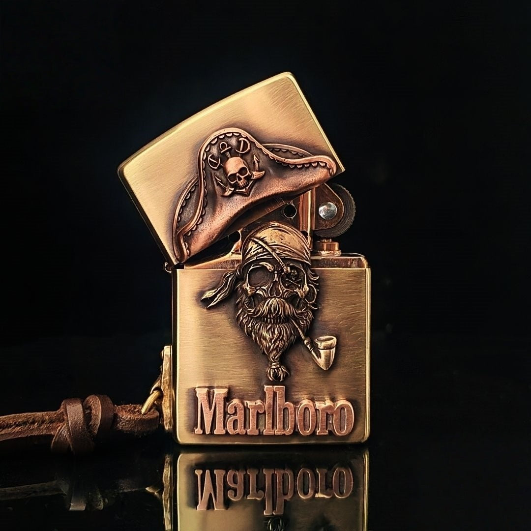 Vintage Pirate Skull Brass EDC Lighter
