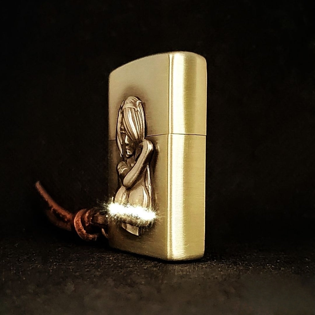 Authentic Zippo Vintage Brass Edition – Elegant Lady Relief Art Lighter