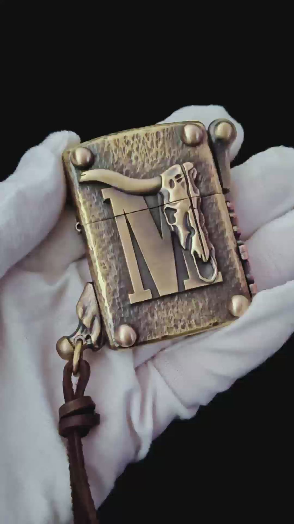 Custom Bull Skull Brass Lighter